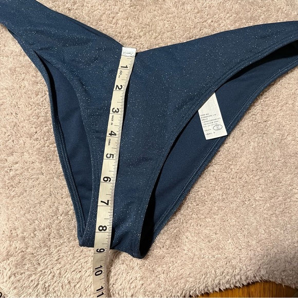 Abercrombie Blue Shimmer Bikini '90s Top and High Leg Cheeky Bottom, size Medium - Picture 6 of 11